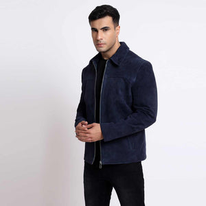 Saint Aris Navy Leather Men's Bomber Jackets