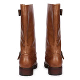 Saint Adette Buckle Decor Cognac Leather Calf Boots