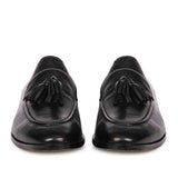 Saint Valentin Black Leather Tassel Moccasins