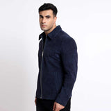 Saint Aris Navy Leather Men's Bomber Jackets