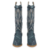 Saint Aria Denim Stitched Leather Calf Boots