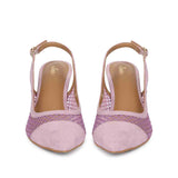 Saint Katy Lilac Leather & Premium Net Slingback Pumps