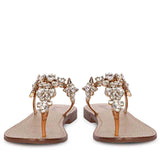 Saint Fleur Multi Stone Embellished Tan Leather Flats
