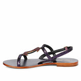 Saint Daisy Purple Leather Flat Sandal