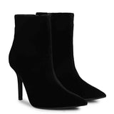 Saint Vienna Black Velvet Stiletto Ankle Boots