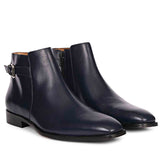 Saint Italiano Dark Blue Two Color Toned Leather Ankle Boots