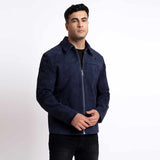 Saint Aris Navy Leather Men's Bomber Jackets