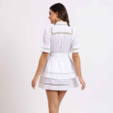 Saint Womens White Solid Cotton Short Dress