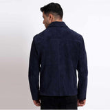 Saint Aris Navy Leather Men's Bomber Jackets