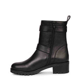 Saint Erika Double Buckle Black Leather High Ankle Boots