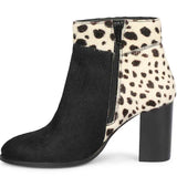 Saint Marin Black Leather Pony Hair Ankle Boots