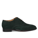Saint Vincenzo Suede Green Leather Square Toe Lace Up Décor Shoes