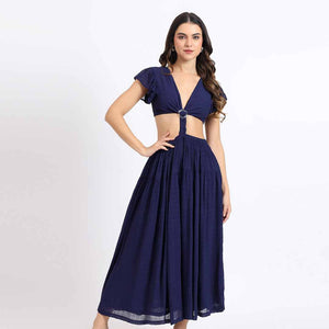 Saint Womens Blue Cut-Out Waist Maxi Dress