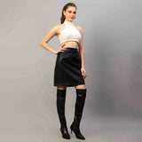 Saint Letitia Black Stretch Leather Skirt