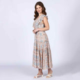 Saint Womens Beige Multicolour Printed Midi Dress