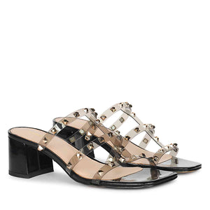 Saint Novara Metal Studded Black Vegan Leather Heels