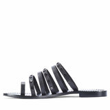 Saint Suri Metal Studded Multi-Strap Leather Flats Sandals