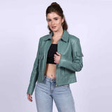 Saint Amory Women Green Leather Jackets
