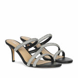 Saint Layla Silver Crystal Cord Black Leather Stilettos