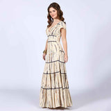 Saint Womens Ivory Tiered Viscose Maxi Dress