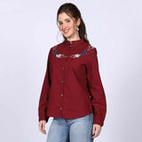 Saint Womens Red Cotton Poplin Stripe Top