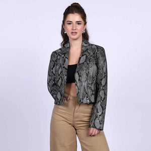 Saint Evie Grey Leather Women Jackets