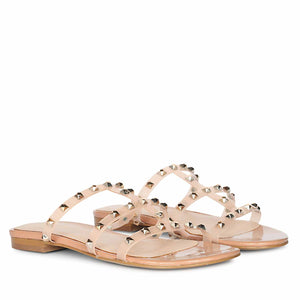Saint Venera Metal Studded Blush Vegan Leather Flats