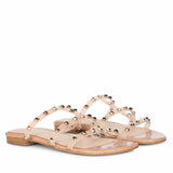 Saint Venera Metal Studded Blush Vegan Leather Flats