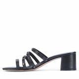 Saint Ebon Metal Studded Black Leather Block Heels