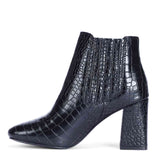 Saint Edwina Black Croc Embossed Vegan Leather Ankle Boots
