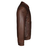 Saint Arduin Choco Brown Washed Leather Men's Bomber Jackets