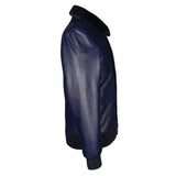 Saint Marc Men's Blue Leather Racer Jackets