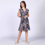 Saint Womens Blue Multicolour Viscose Mini Dress