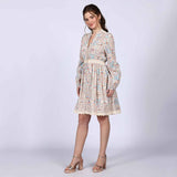 Saint Womens Ivory Multicolour Cotton Poplin Dress