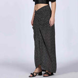 Saint Womens Black Georgette Draped Skirt