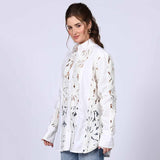 Saint Fiora White Cutwork Cotton Shirt