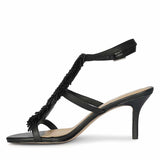 Saint Faye Black Leather Fringe Stilettos