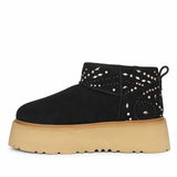 Saint Eislyn Studded Black Suede Leather Platform Boots