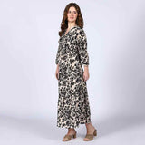 Saint Womens Ivory Floral Viscose Midi Dress