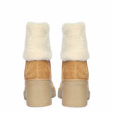 Saint Glacienne Tan Suede Leather Fur Cuff Ankle Boots