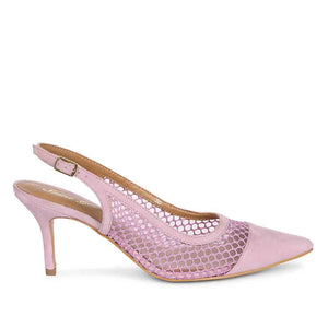 Saint Katy Lilac Leather & Premium Net Slingback Pumps