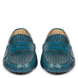 Saint Liana Blue Woven Leather Loafers
