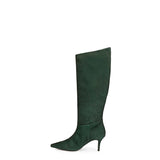 Saint Erin Green Suede Leather Kitten Heel Long Boots