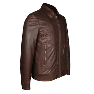 Saint Arduin Choco Brown Washed Leather Men's Bomber Jackets