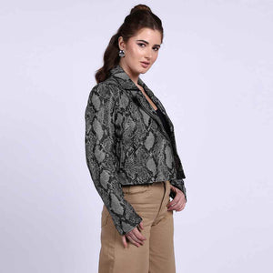 Saint Evie Grey Leather Women Jackets