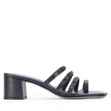 Saint Ebon Metal Studded Black Leather Block Heels