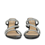 Saint Layla Silver Crystal Cord Black Leather Stilettos