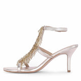 Saint Faye Gold Leather Fringe Stilettos