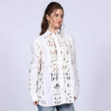 Saint Fiora White Cutwork Cotton Shirt