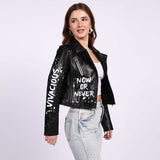 Saint Grecia Black Leather Women Biker Jackets